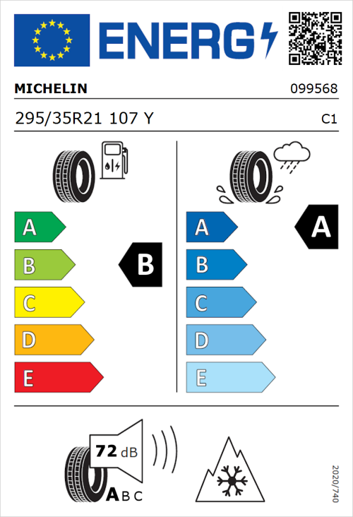 Tyre Label for Michelin CrossClimate 3 295/35R21 107Y